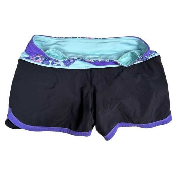 Lululemon Groovy Luxtreme Running Shorts Black And Purple Size 4 - Picture 11 of 11
